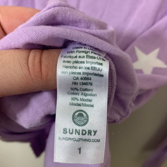 Sundry purple long sleeve star scoop neck 1 - Picture 4 of 5